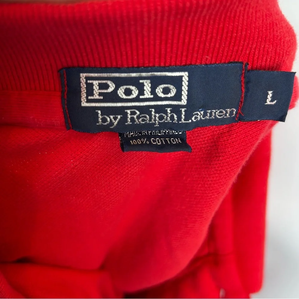 Polo Ralph Lauren Mens Sz L Custom Fit Short Sleeve Polo Shirt Solid Red‎ Cotton